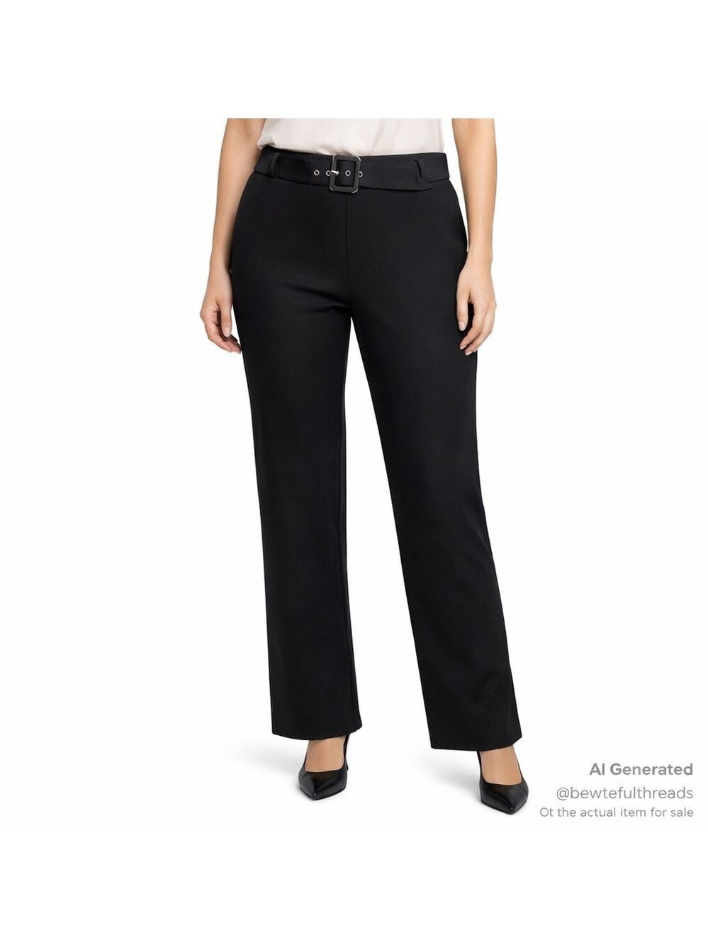 Zac & Rachel Black Pull-On Stretch Pants w/ Belt – Size L | Workwear